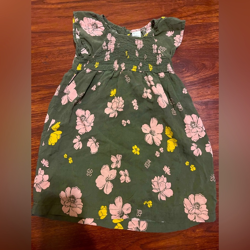 Toddler Carters green floral dress